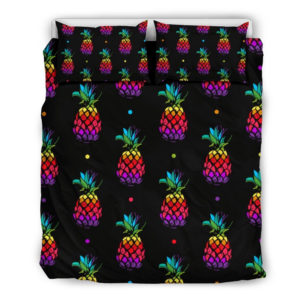 Pineapple Rainbow Dot Print Duvet Cover Bedding Set