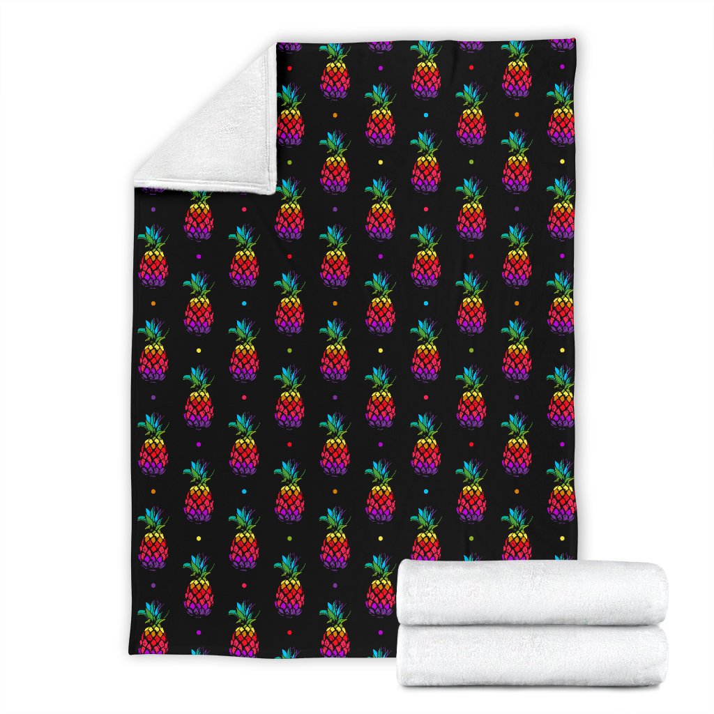 Pineapple Rainbow Dot Print Fleece Blanket