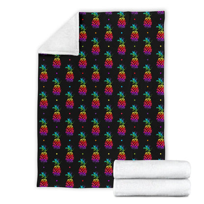 Pineapple Rainbow Dot Print Fleece Blanket