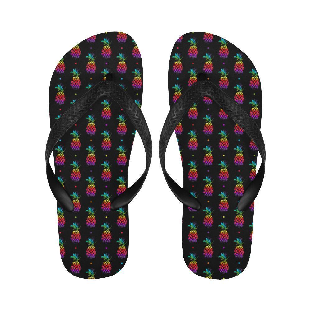 Pineapple Rainbow Dot Print Flip Flops-JTAMIGO.COM