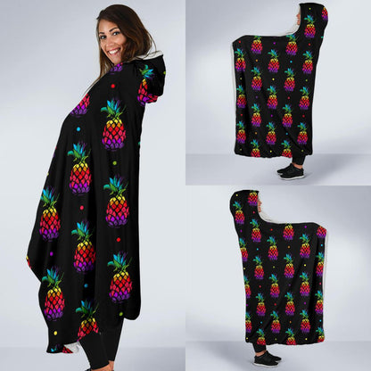 Pineapple Rainbow Dot Print Hooded Blanket-JTAMIGO.COM
