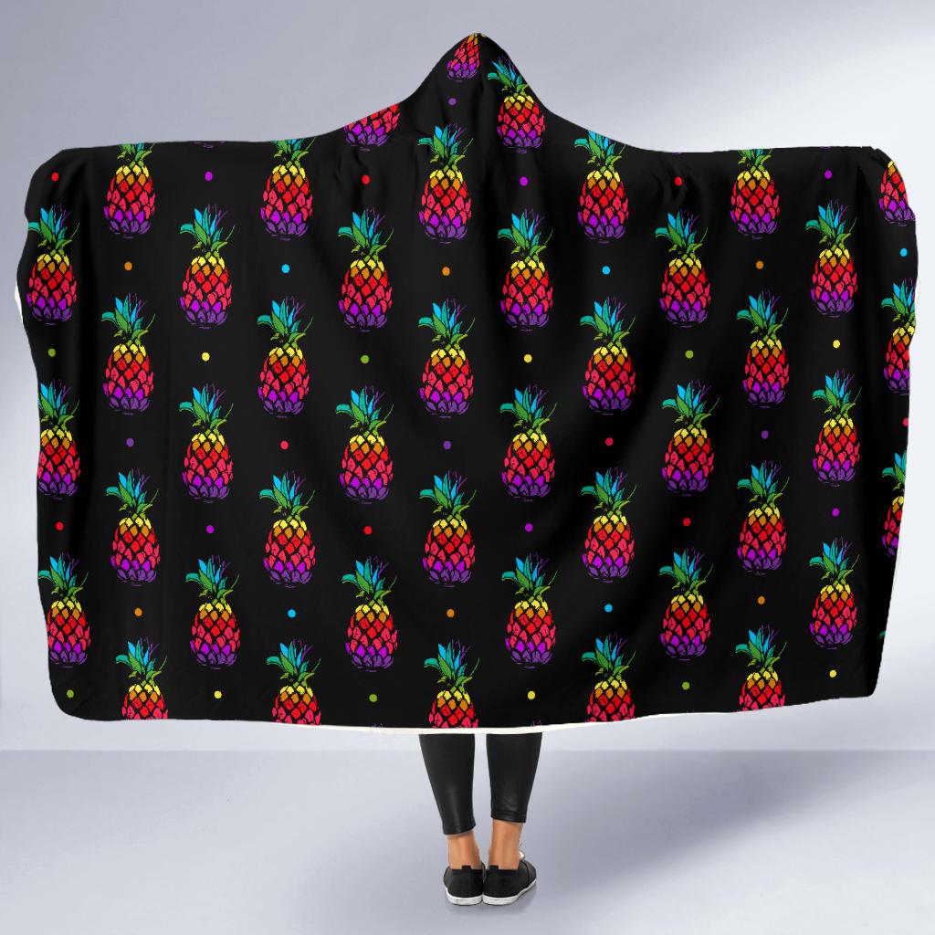 Pineapple Rainbow Dot Print Hooded Blanket-JTAMIGO.COM