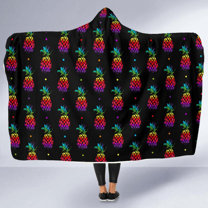 Pineapple Rainbow Dot Print Hooded Blanket-JTAMIGO.COM