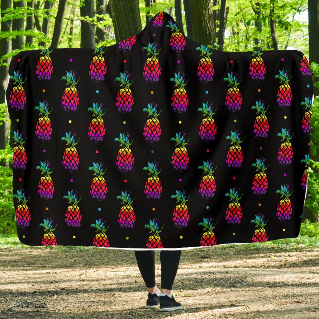 Pineapple Rainbow Dot Print Hooded Blanket-JTAMIGO.COM