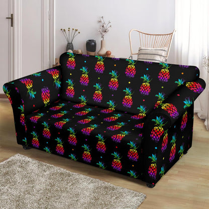 Pineapple Rainbow Dot Print Loveseat Slipcover-JTAMIGO.COM