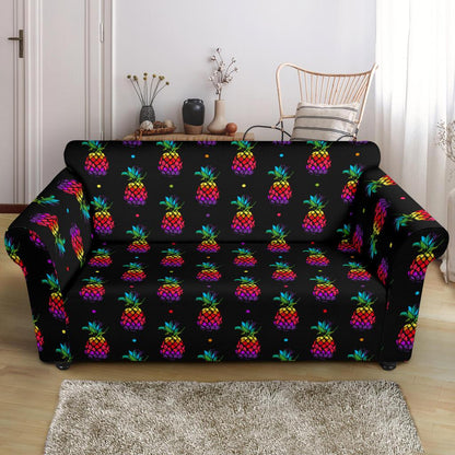 Pineapple Rainbow Dot Print Loveseat Slipcover-JTAMIGO.COM