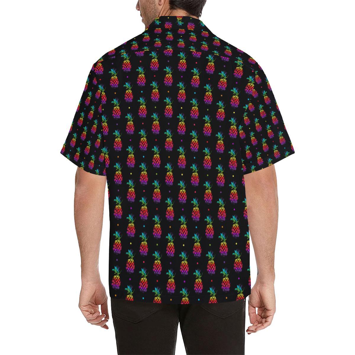 Pineapple Rainbow Dot Print Men Aloha Hawaiian Shirt