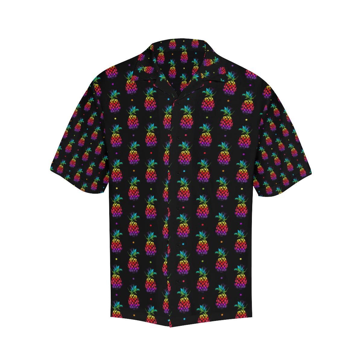 Pineapple Rainbow Dot Print Men Aloha Hawaiian Shirt