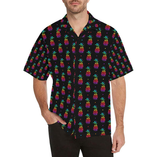 Pineapple Rainbow Dot Print Men Aloha Hawaiian Shirt
