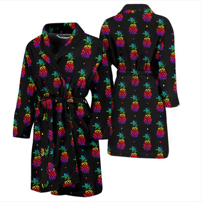 Pineapple Rainbow Dot Print Men Bath Robe-JTAMIGO.COM