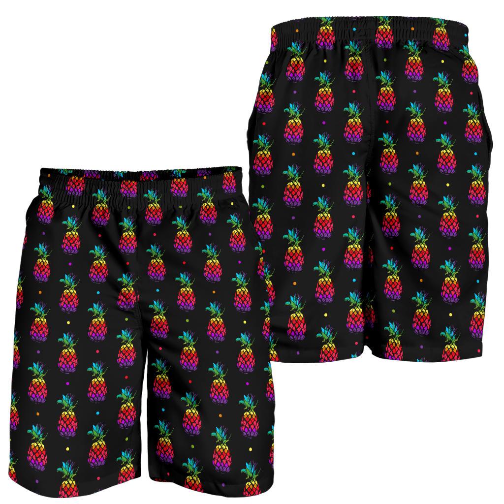 Pineapple Rainbow Dot Print Mens Shorts-JTAMIGO.COM