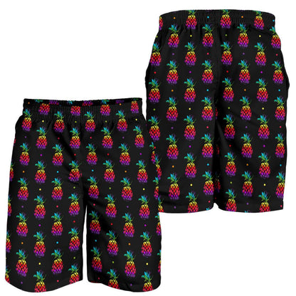 Pineapple Rainbow Dot Print Mens Shorts-JTAMIGO.COM