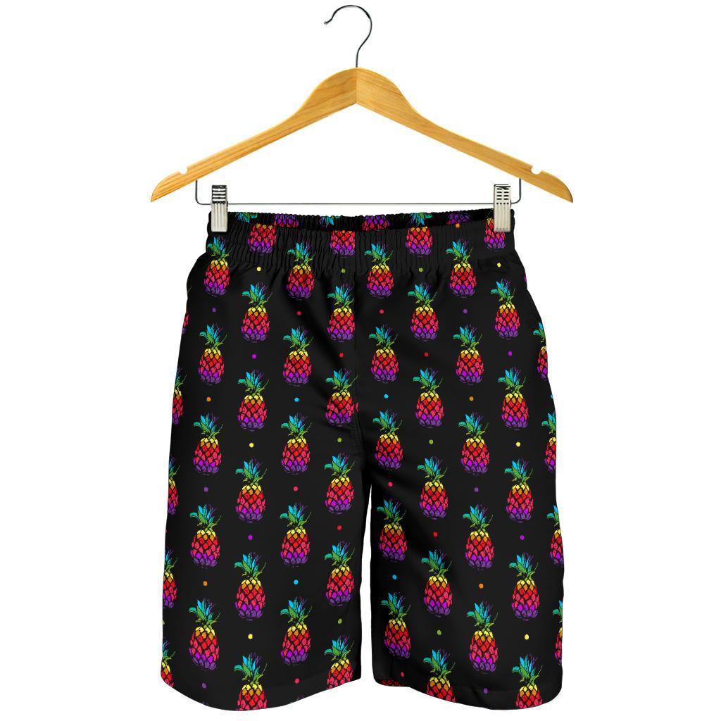 Pineapple Rainbow Dot Print Mens Shorts-JTAMIGO.COM