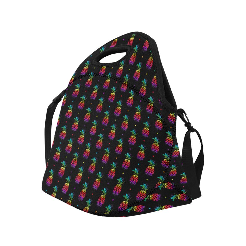 Pineapple Rainbow Dot Print Neoprene Lunch Bag (Model 1669)(Large)-JTAMIGO.COM