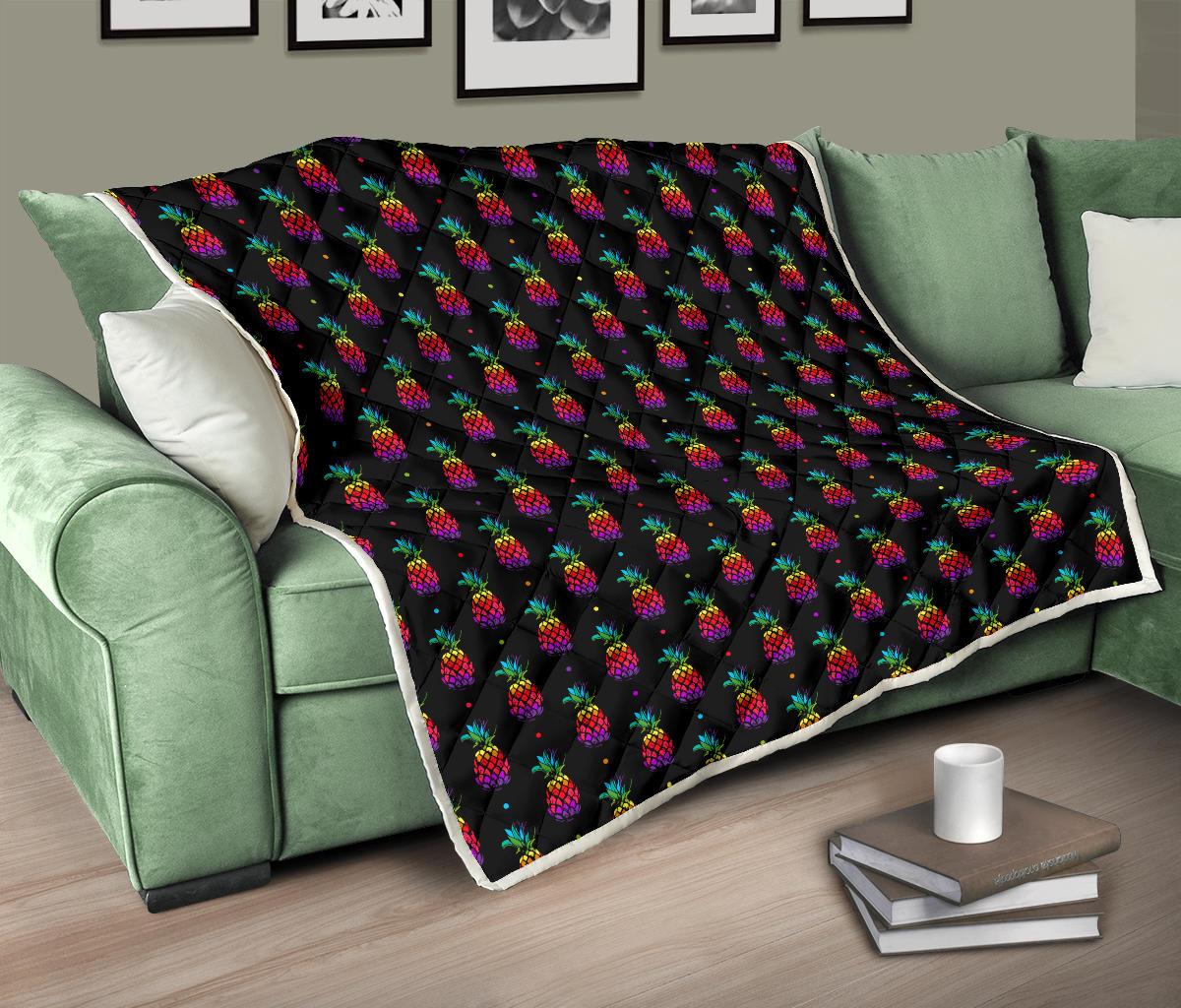 Pineapple Rainbow Dot Print Premium Quilt-JTAMIGO.COM