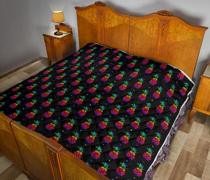 Pineapple Rainbow Dot Print Premium Quilt-JTAMIGO.COM