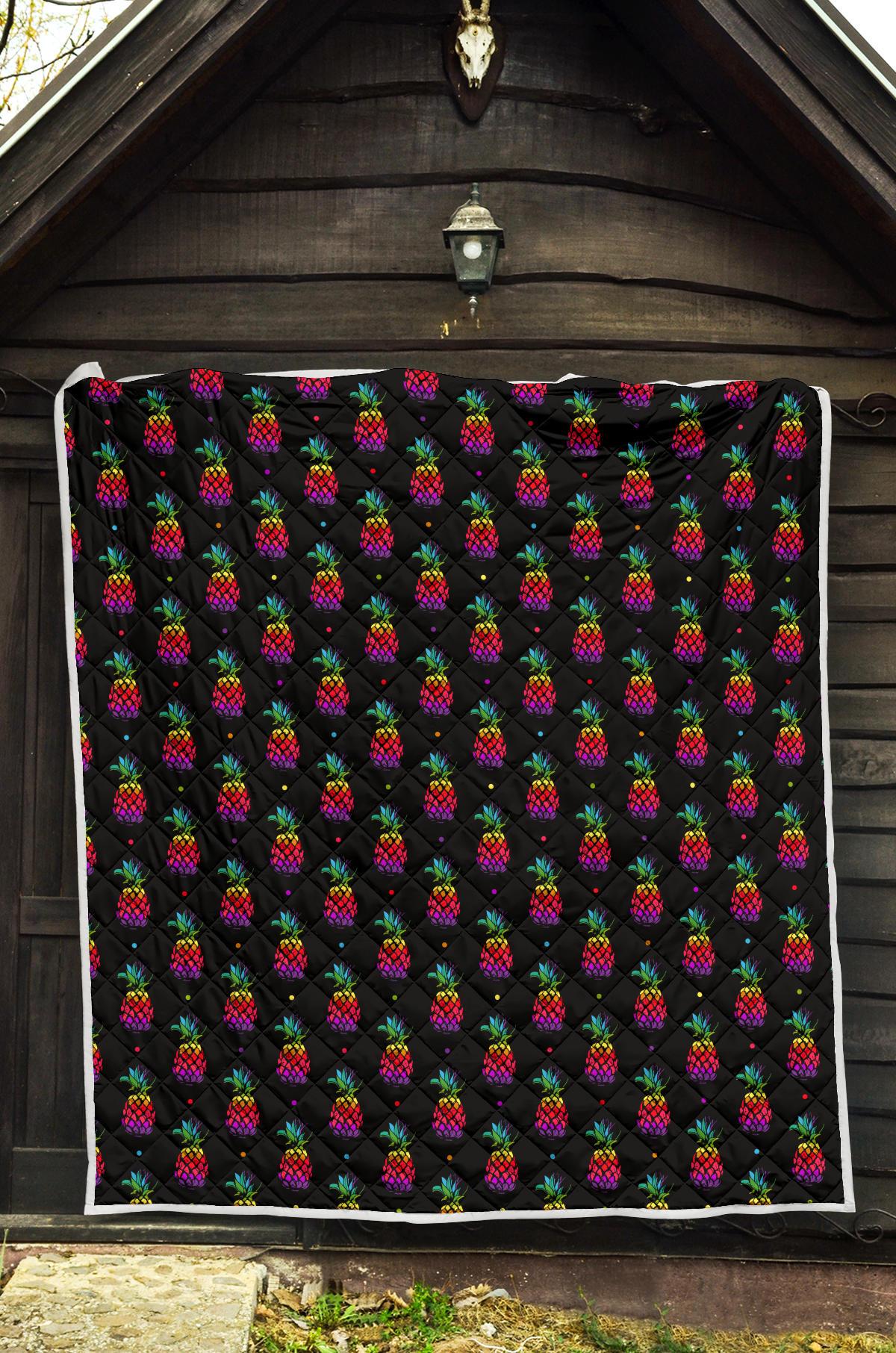 Pineapple Rainbow Dot Print Premium Quilt-JTAMIGO.COM