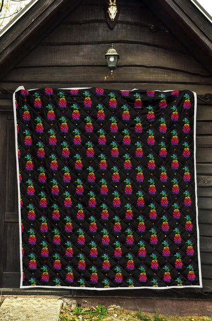 Pineapple Rainbow Dot Print Premium Quilt-JTAMIGO.COM