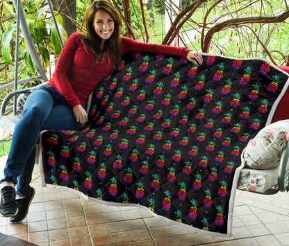 Pineapple Rainbow Dot Print Premium Quilt-JTAMIGO.COM