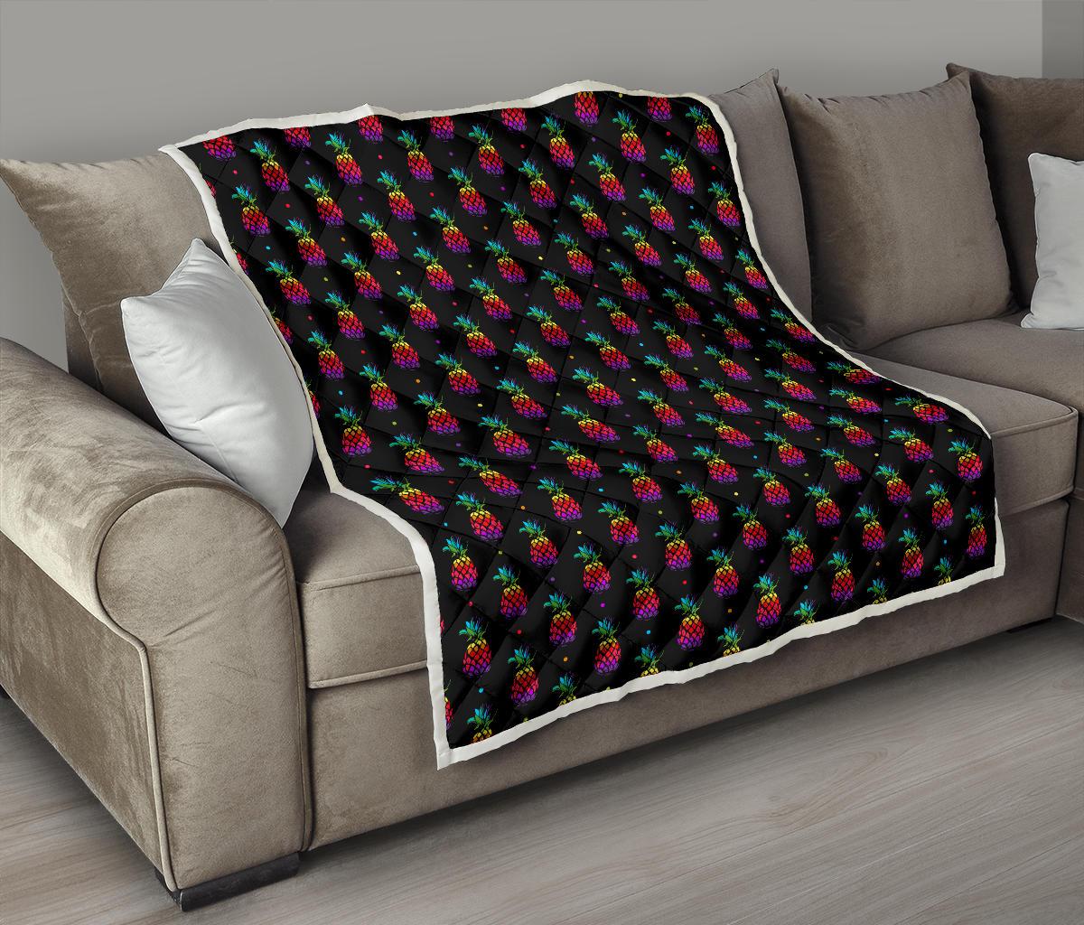 Pineapple Rainbow Dot Print Premium Quilt-JTAMIGO.COM