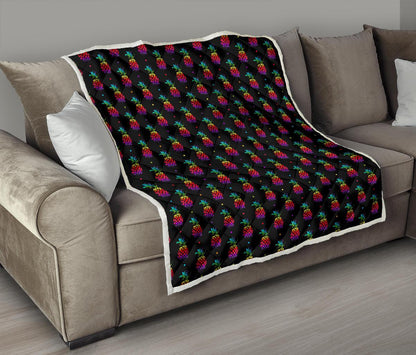 Pineapple Rainbow Dot Print Premium Quilt-JTAMIGO.COM