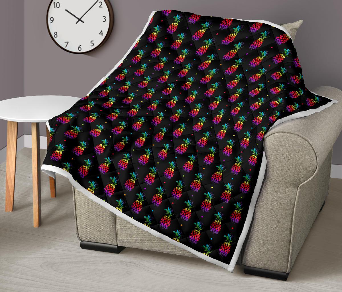 Pineapple Rainbow Dot Print Premium Quilt-JTAMIGO.COM