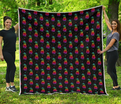 Pineapple Rainbow Dot Print Premium Quilt-JTAMIGO.COM