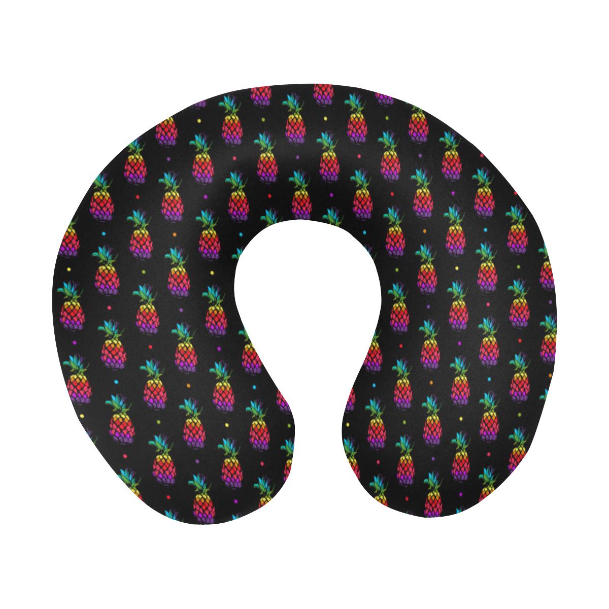 Pineapple Rainbow Dot Print U-Shaped Travel Neck Pillow-JTAMIGO.COM