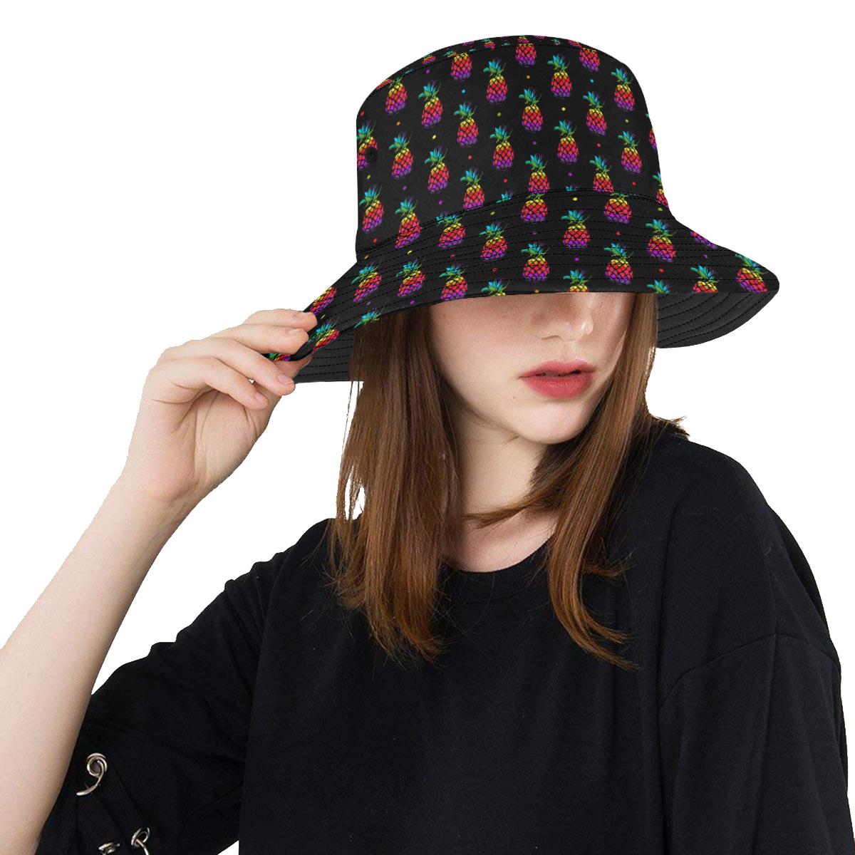 Pineapple Rainbow Dot Print Unisex Bucket Hat