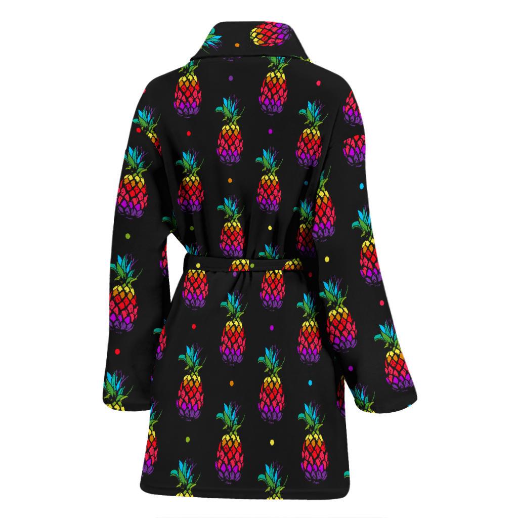 Pineapple Rainbow Dot Print Women Bath Robe-JTAMIGO.COM