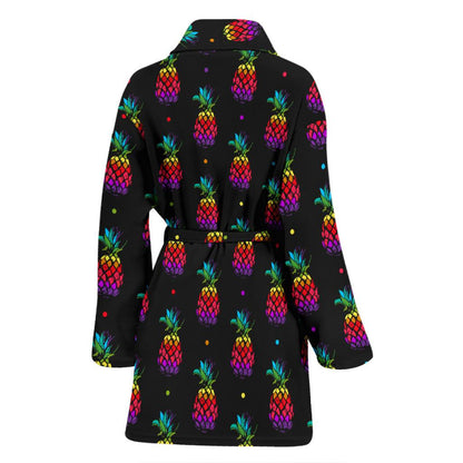 Pineapple Rainbow Dot Print Women Bath Robe-JTAMIGO.COM