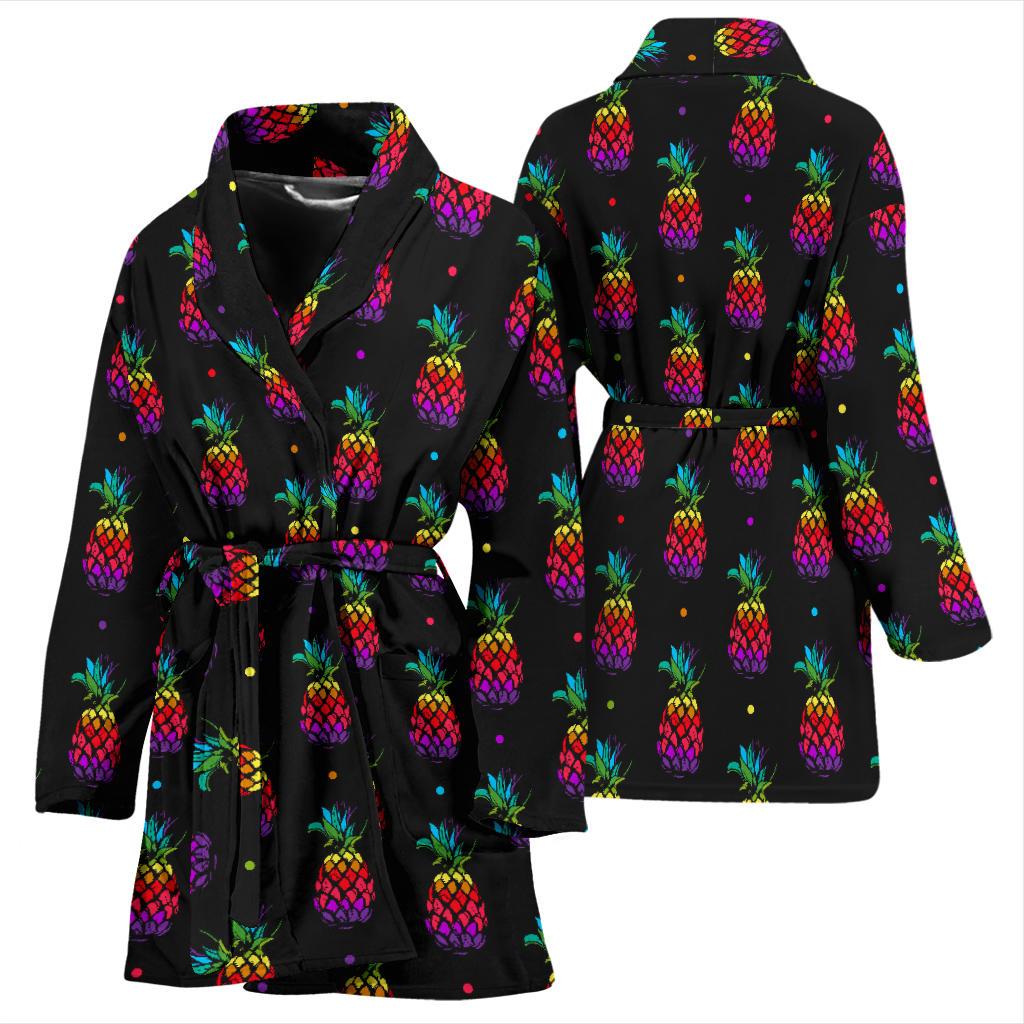 Pineapple Rainbow Dot Print Women Bath Robe-JTAMIGO.COM
