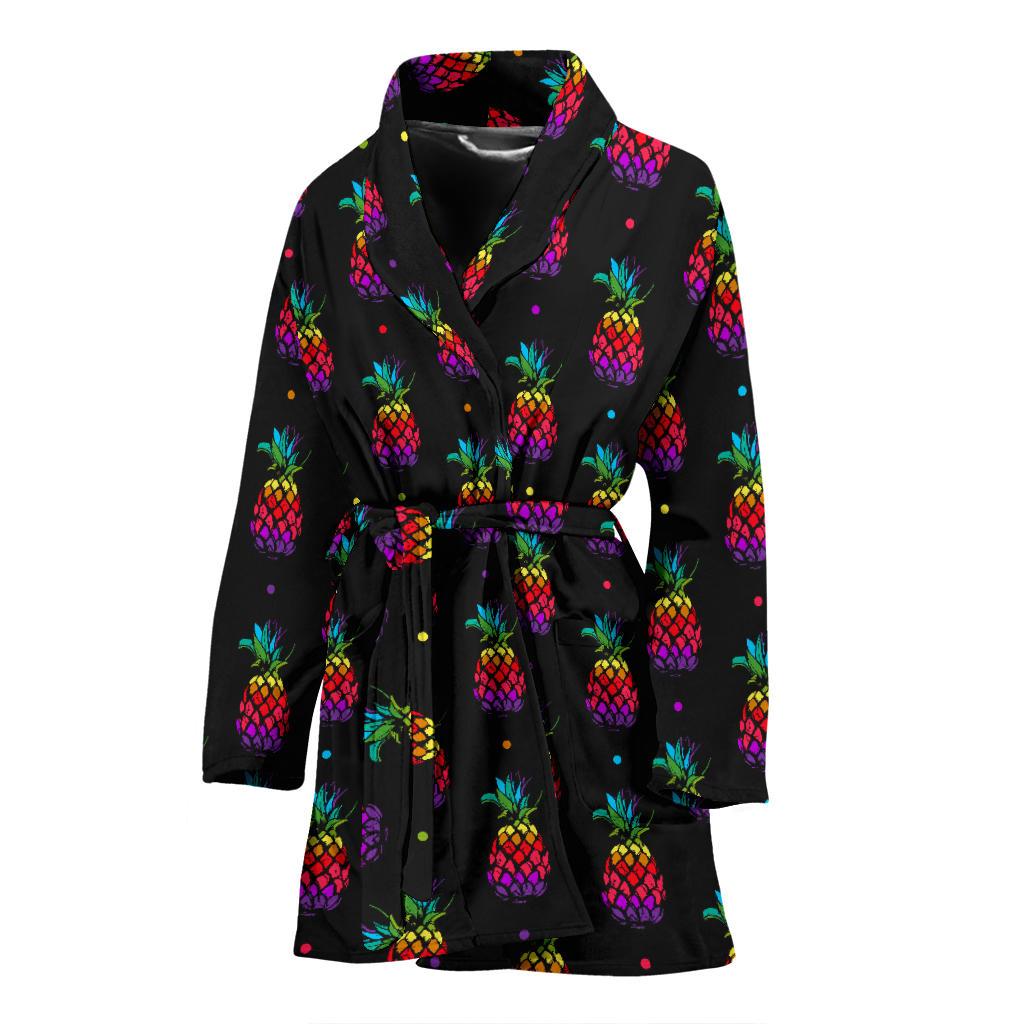 Pineapple Rainbow Dot Print Women Bath Robe-JTAMIGO.COM