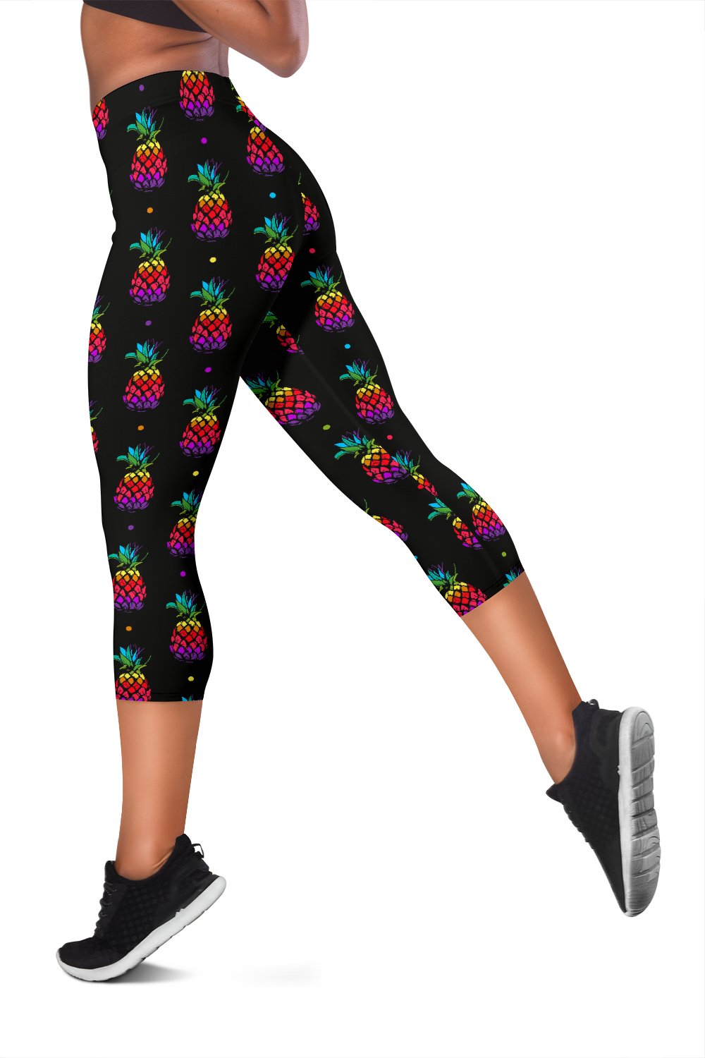 Pineapple Rainbow Dot Print Women Capris