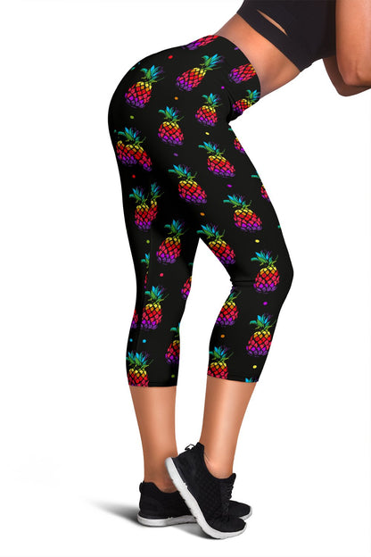 Pineapple Rainbow Dot Print Women Capris