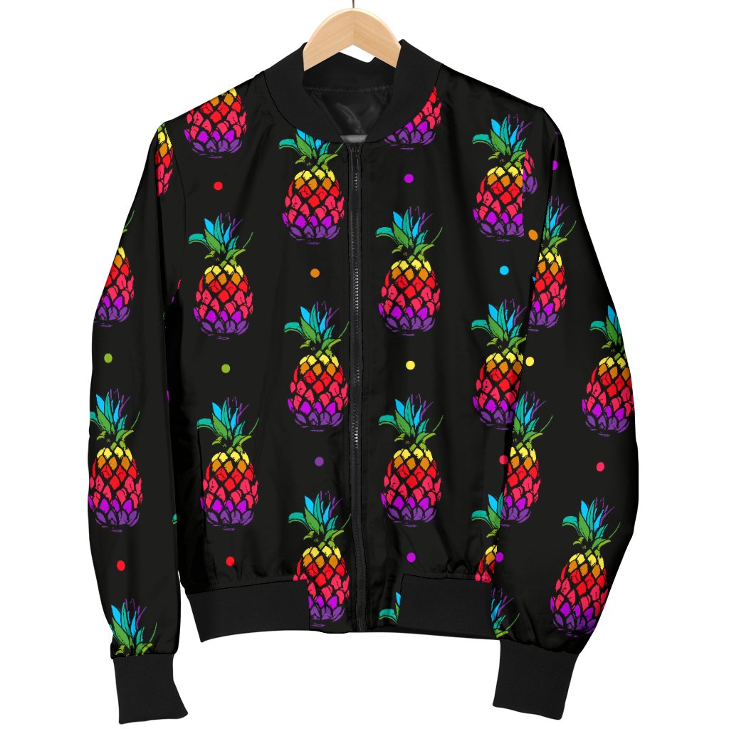 Pineapple Rainbow Dot Print Women Casual Bomber Jacket
