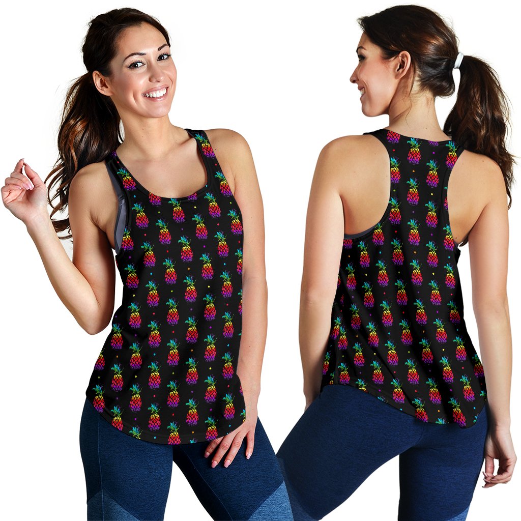 Pineapple Rainbow Dot Print Women Racerback Tank Top
