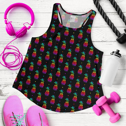 Pineapple Rainbow Dot Print Women Racerback Tank Top