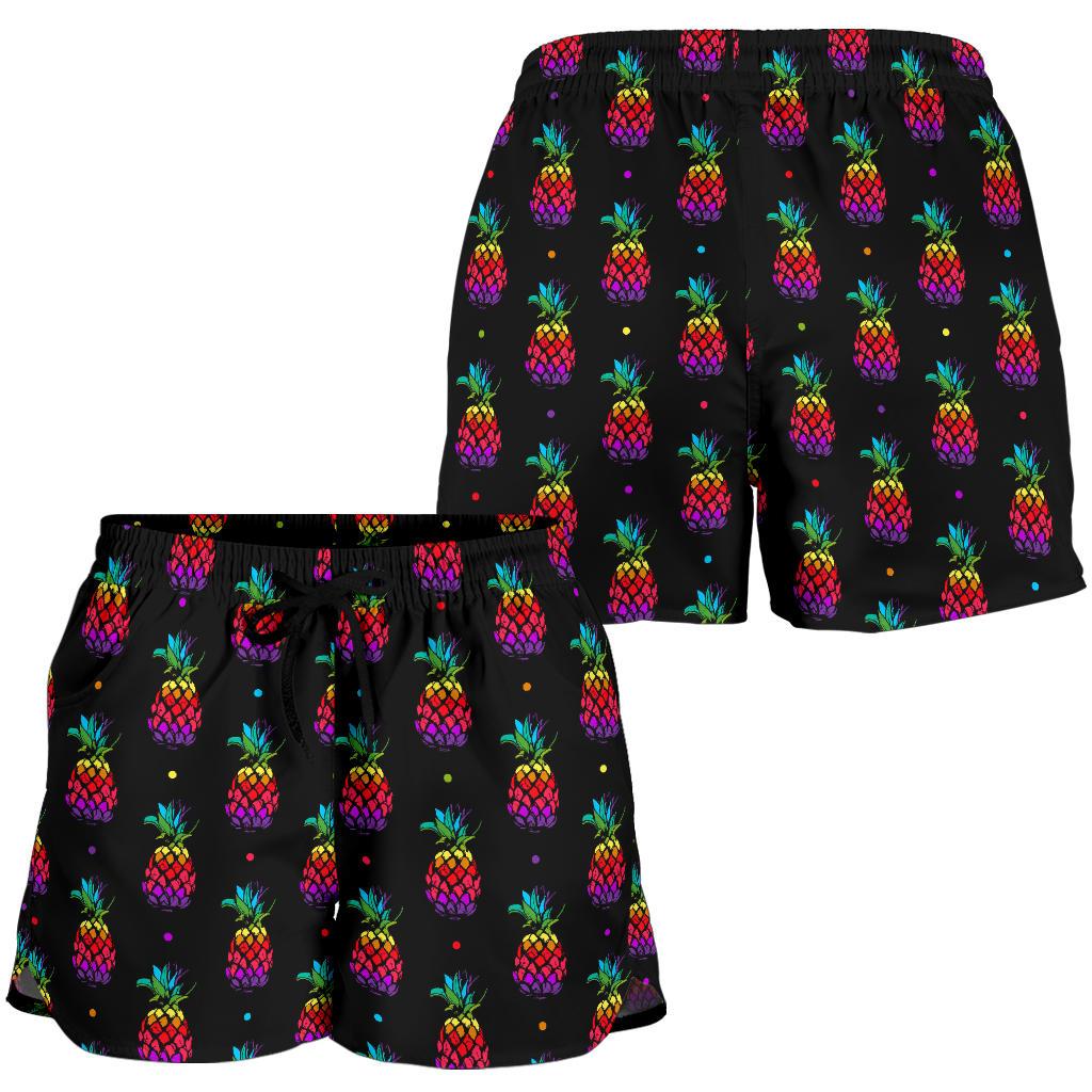 Pineapple Rainbow Dot Print Women Shorts-JTAMIGO.COM