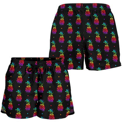 Pineapple Rainbow Dot Print Women Shorts-JTAMIGO.COM