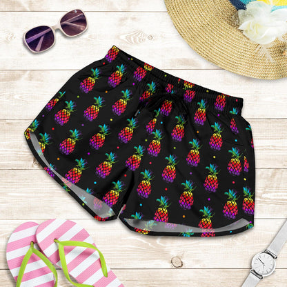 Pineapple Rainbow Dot Print Women Shorts-JTAMIGO.COM