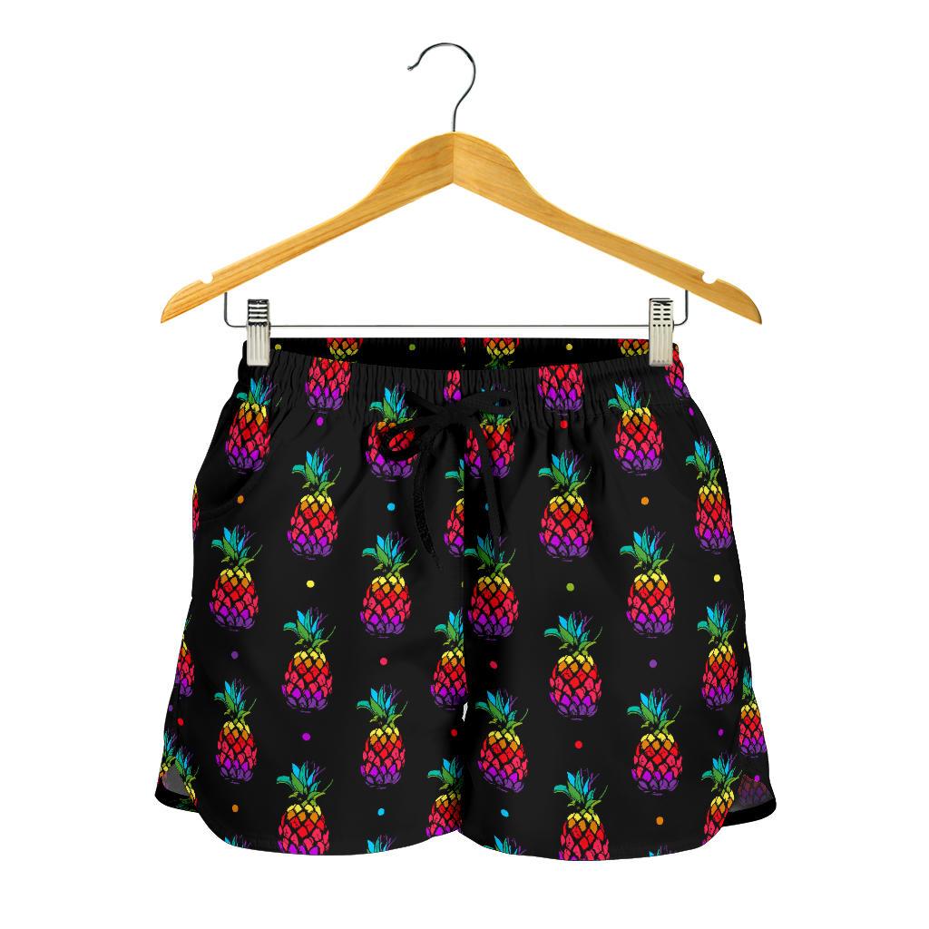 Pineapple Rainbow Dot Print Women Shorts-JTAMIGO.COM