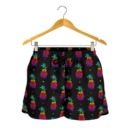 Pineapple Rainbow Dot Print Women Shorts-JTAMIGO.COM