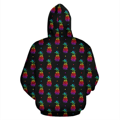 Pineapple Rainbow Dot Print Zip Up Hoodie