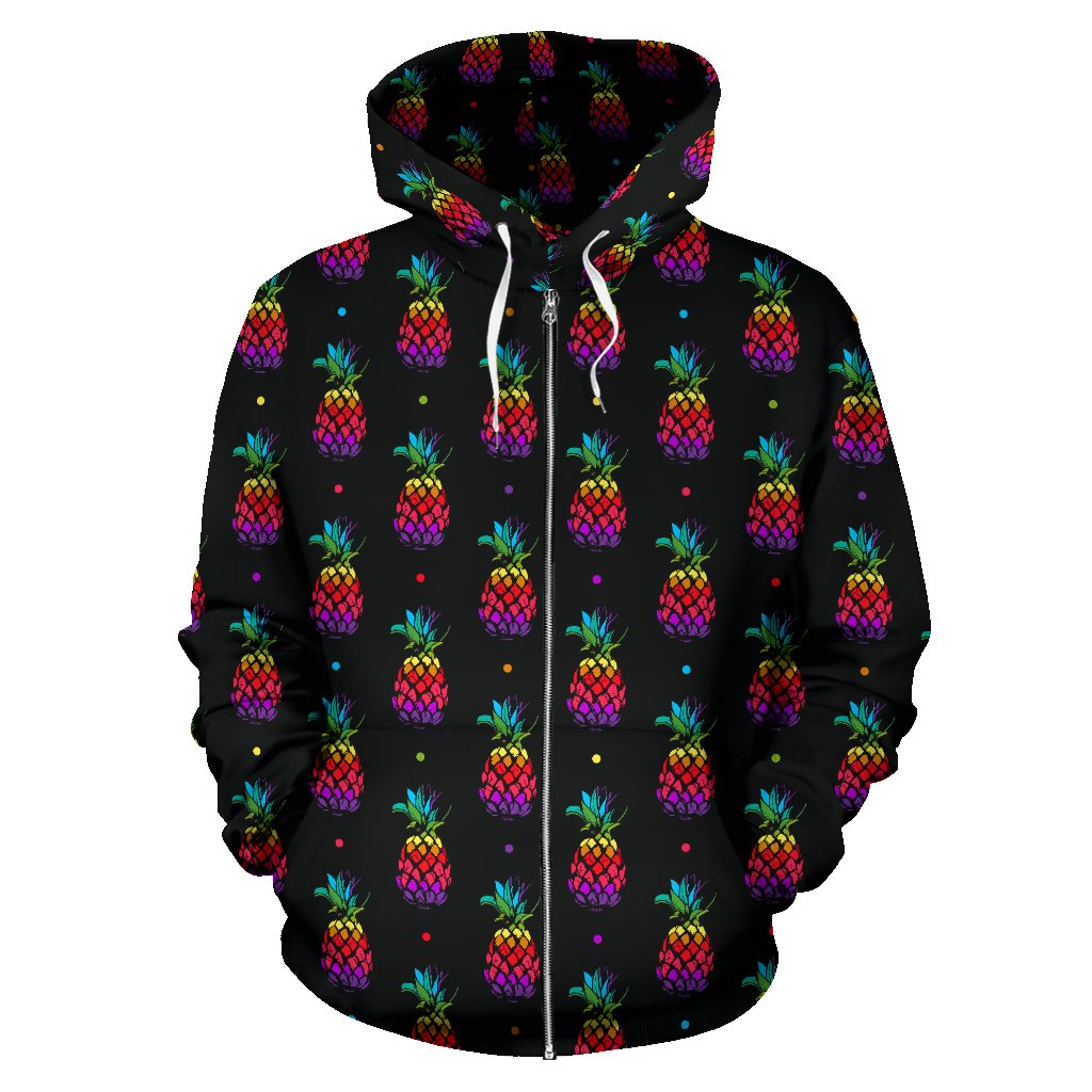 Pineapple Rainbow Dot Print Zip Up Hoodie