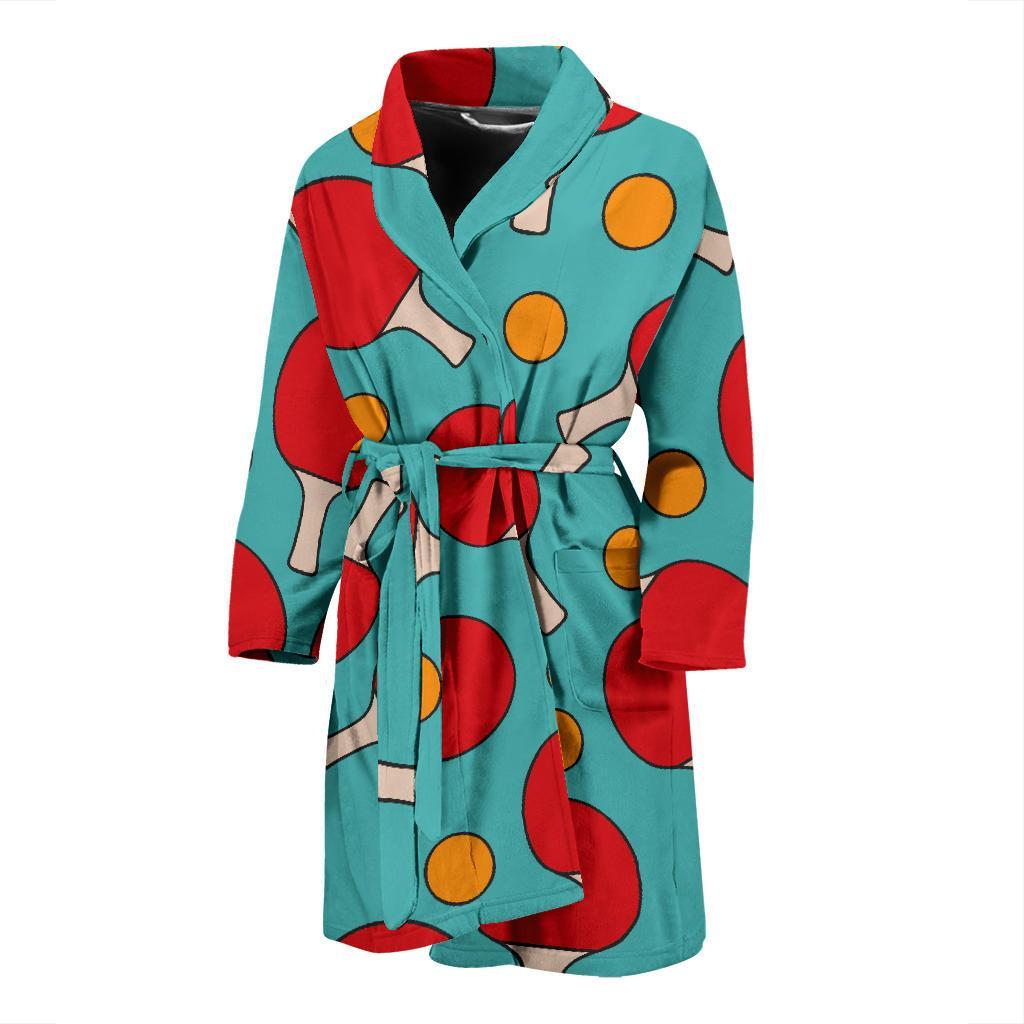Ping Pong Pattern Print Design A01 Men Bathrobe-JORJUNE.COM