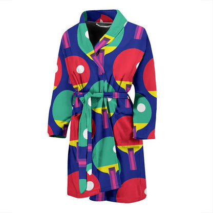 Ping Pong Pattern Print Design A03 Men Bathrobe-JORJUNE.COM