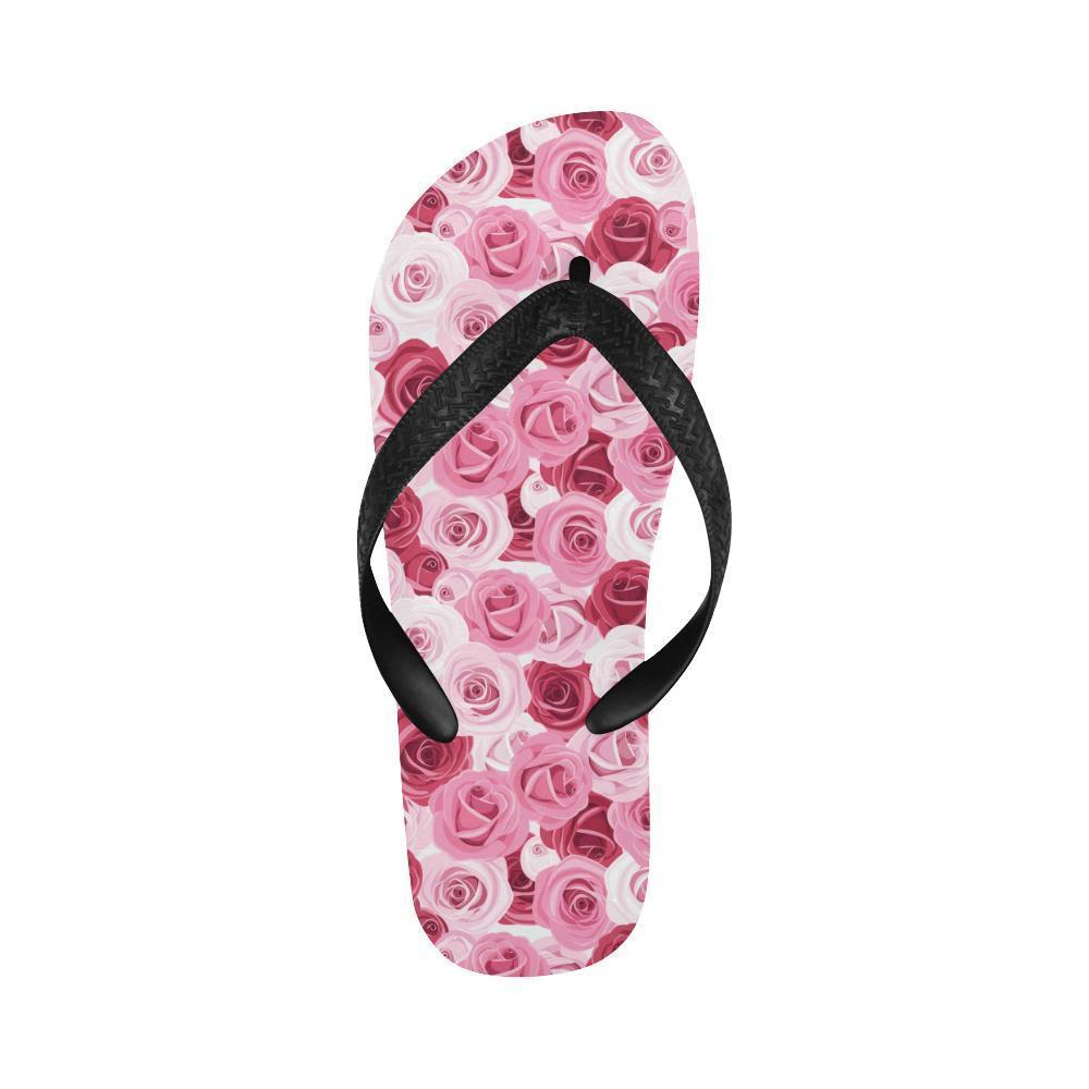 Pink Red Rose Pattern Print Flip Flops-JTAMIGO.COM