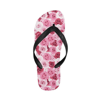 Pink Red Rose Pattern Print Flip Flops-JTAMIGO.COM