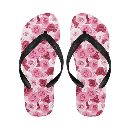 Pink Red Rose Pattern Print Flip Flops-JTAMIGO.COM